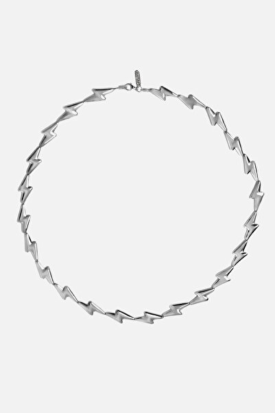 RAFTAF Never Ending Energy Gümüş Kolye Şimşek Detaylı Choker