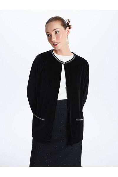 LC Waikiki Dámský kardigan Crew Neck Plain s dlouhým rukávem