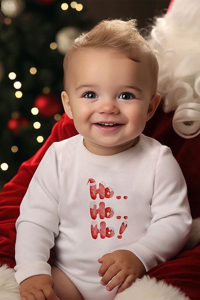 Lilabio 100% Organic Cotton Long Sleeve Christmas Themed Baby Bodysuit