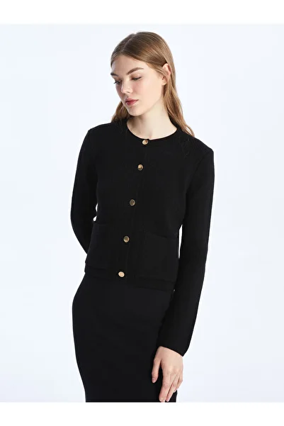 LC Waikiki Women's Knitwear Cardigan - Crew Neck, Solid Long Sleeve