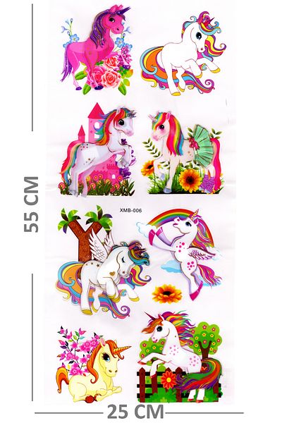Limmy Autocolant de perete Autocolant 3D în relief, Autocolant de perete 3d (XMB006) 55x25 cm - Unicorn Rainbow