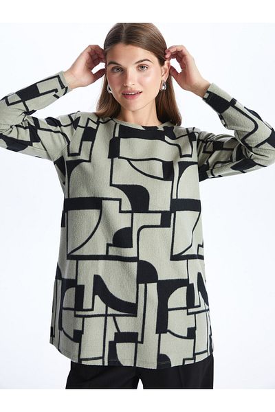 LC Waikiki Patterned Crew Neck Long Sleeve Women's Tunic