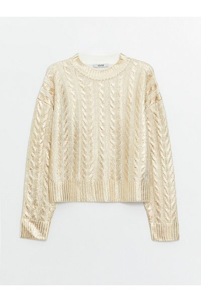 LC Waikiki Long Sleeve Crew Neck Patterned Women's Knitwear Sweater