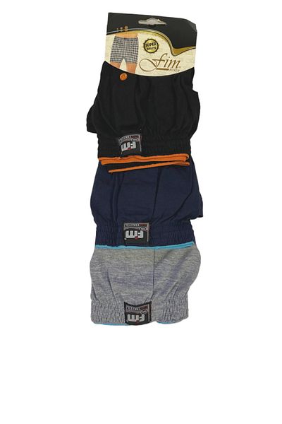 FİM GOLD Men's Boxers 3 Pack Black, Gray, Navy Blue Wide Fit Large Size Boxers