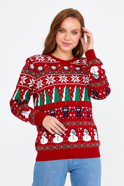 COOL TARZ Unisex Christmas Red Christmas Knitwear Sweater