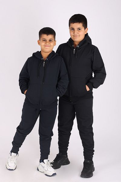 han elegant 2 τμχ Φούτερ με κουκούλα με φερμουάρ και τσέπες καγκουρό για αγόρι 7-14 ετών
