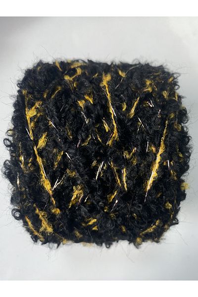 göçer Boucle wool acrylic black yellow passy loops 100g