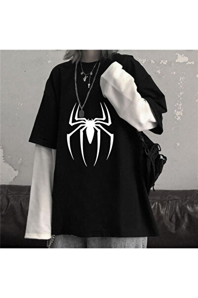 Toum تي شيرت أبيض كبير الحجم للجنسين من STREETBEAT WEAR Spider