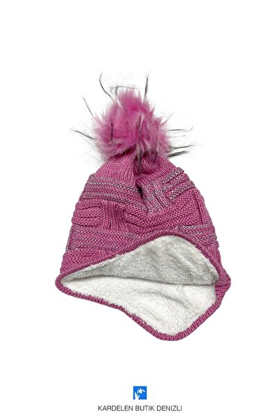 Kardelen Butik Denizli Glitter Children's Beanie with Fleece Inside and Cover...
