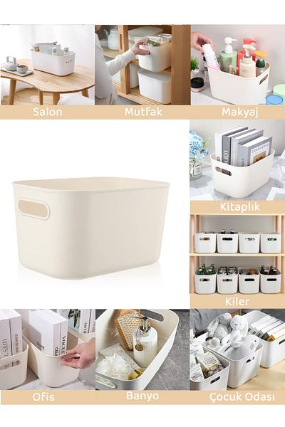 Meleni Home 4-Piece Organizer Box Set - 4 Lt Multi-Purpose Organizer - Decorative Storage Box