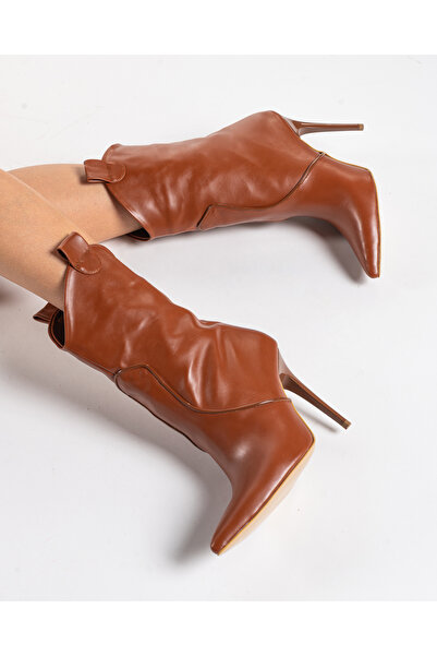 AYAKKABI PRENSİ Xena Taba Mat 10 cm Дамски ботуши и боти, обувки с ток