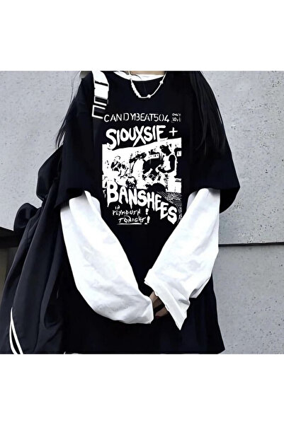 Toum Enya Jewelry Siouxsie Unisex oversized Λευκό μπλουζάκι με ψεύτικα μανίκια