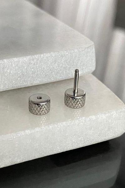 Jaida Moda Unisex Tunnel Look Dumbbell Model Steel Screw Earrings