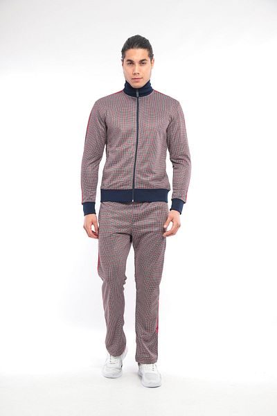 FORE SPORT Мъжки анцуг от норка с дигитален щампа и яка стойка