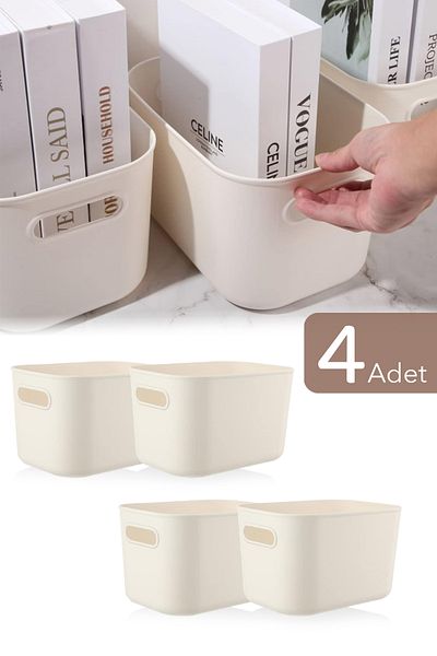 Meleni Home 4-Piece Organizer Box Set - 4 Lt Multi-Purpose Organizer - Decorative Storage Box