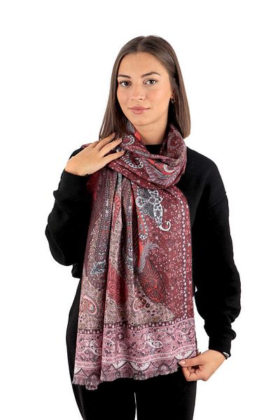 Bursa İpek Pink Shawl Pattern Winter Shawl