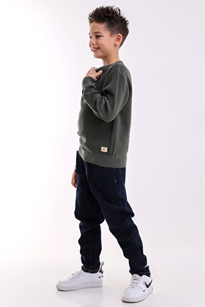 Matte İZMİR BOY'S KHAKI CYCLING COLLAR FLAT KNITWEAR SWEATER