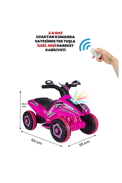 UJ Toys Kumandalı Akülü Araba 6 Volt 2-4 Yaş Pembe