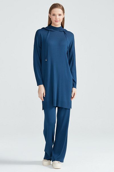 Tığ Triko Πλεκτό Σετ με Παντελόνι Κοτλέ CLASSİC BLUE