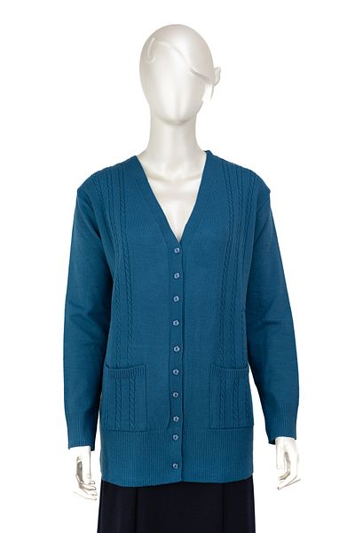 Oppland Cardigan pentru mamă țesut cu ghiocei lycra cu mânecă lungă, cu buzunar dublu, cu model, tricotat de iarnă