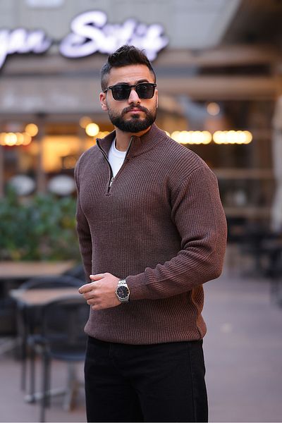 BASEL.CO МЪЖКИ ДЕБЕЛ ПУЛОВЕР RELAX FIT С ПОЛУЦИП