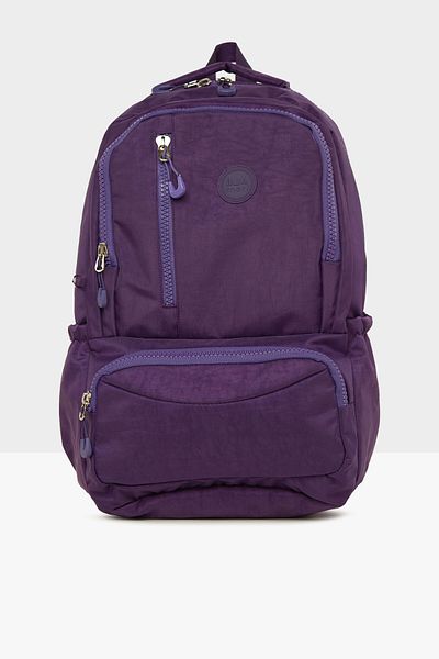 Bagmori Purple Women's Oval Pocket Vertical Zipper Large Parachute Backpack M000008207