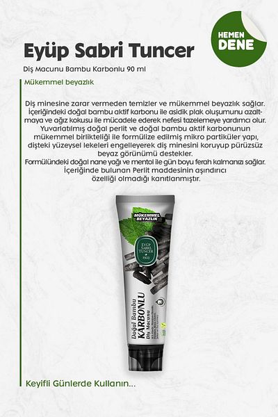 Eyüp Sabri Tuncer Toothpaste Bamboo Carbon 90 ml