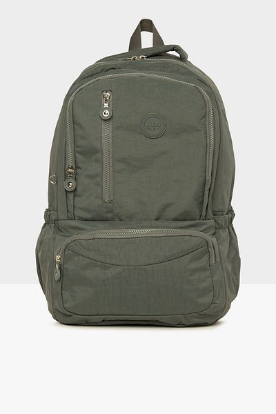 Bagmori Gray Women's Oval Pocket Vertical Zipper Large Parachute Backpack M000008207