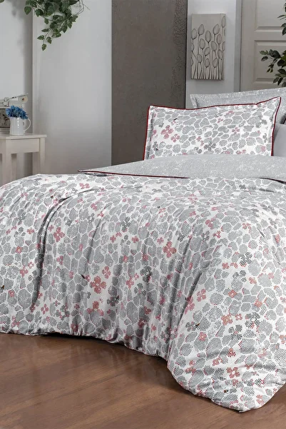 Sarev Karniyo Gray King Size - 100% Cotton Poplin Double Sided Duvet Cover Set (BATTAL Size)