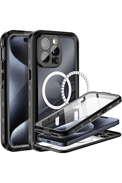 m.tk moveteck İphone 15 Pro Kılıf Su Geçirmez 360 Tam Korumalı Magsafe Wirele...