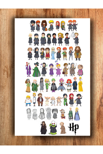 Cemira Harry Potter Hogwarts Tasarımlı Ahşap Poster Duvar Dekarasyon Tablo, A...