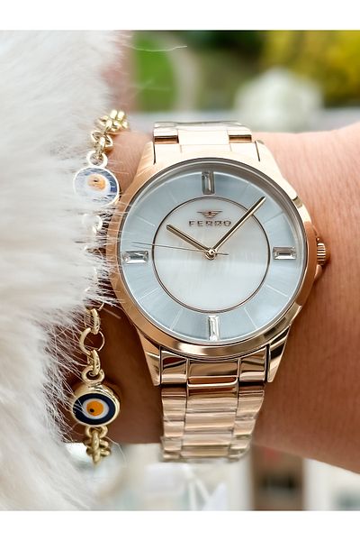 FERRO Brand New Season Rose Color, Steel Strap, Women's Wristwatch+Bracelet