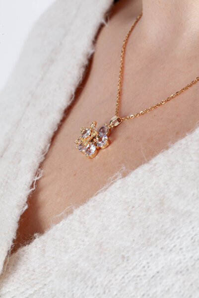 Inure Jewelry قلادة من الفولاذ الفضي لوتس