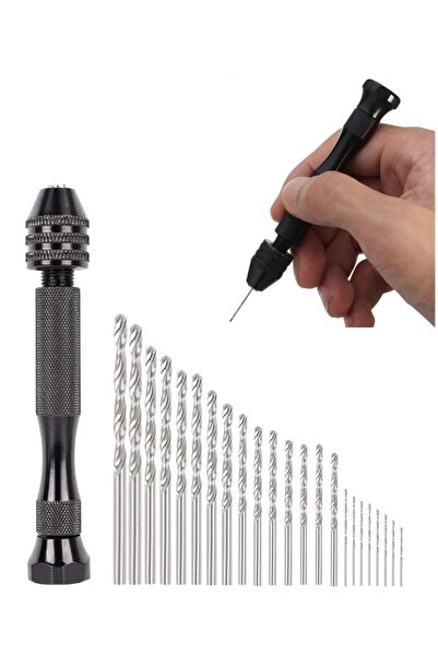 Depolife Mekanik El Matkabı Pim Mengenesi 24lü Matkap Ucu Seti Otomatik Mandrenli Hassas Takı Saatci Boncuk