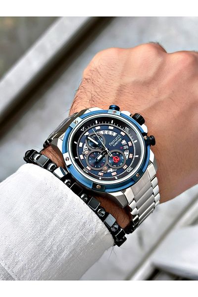 Ferrucci Silver Color Sports Steel Cord Function Men's Wrist Watch + BRACELET GIFT