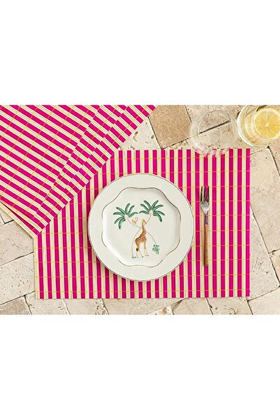 English Home برينج بامبو 4 قطع تقديم أمريكي 45x30 سم وردي