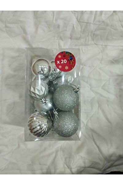 Lider MAGNESİA Γυαλιστερά μεικτά στολίδια χριστουγεννιάτικου δέντρου των 20, προσθέτουν κομψότητα σε ασημί τόνους