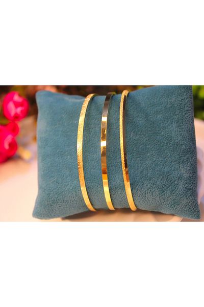 Miada Aksesuar 3-Piece Glittery and Flat Ajda Steel Bracelet Bracelet 60 cm 316L
