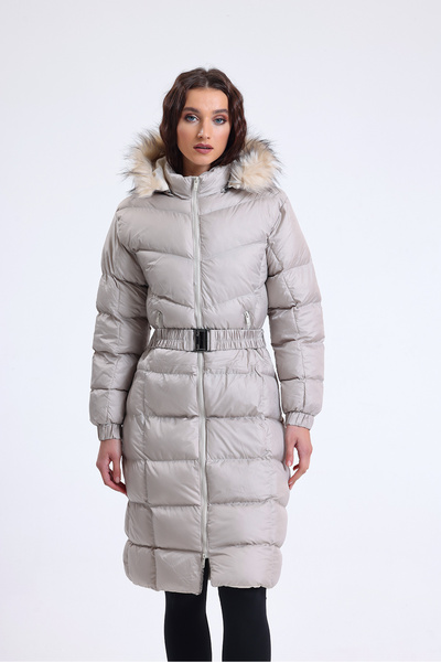 TWILLS Coat puffer long fluffy pocket hooded normal fit coat women TWILLS