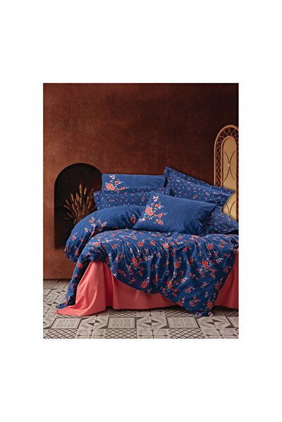 ŞENER HOME Cottonbox Feminen Emery Lacivert Двоспальний комплект постільної б...