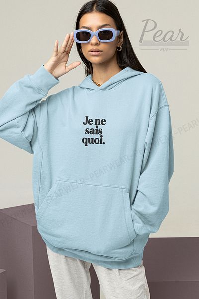Pear Wear Hanorac oversize pentru damă cu imprimeu Je Ne Sais Quoi