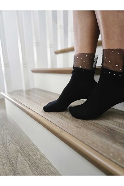 DİLARRA Boutique Чорапи до глезена от тюл с пайети