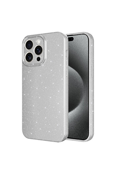 Rivor Apple iPhone 15 Pro Uyumlu Kılıf 3d Kamera Korumalı Simli Işıltılı Renk...