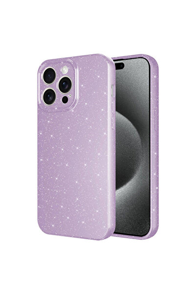 Rivor Apple iPhone 15 Pro Max Uyumlu Kılıf Kamera Korumalı Simli Işıltılı Ren...