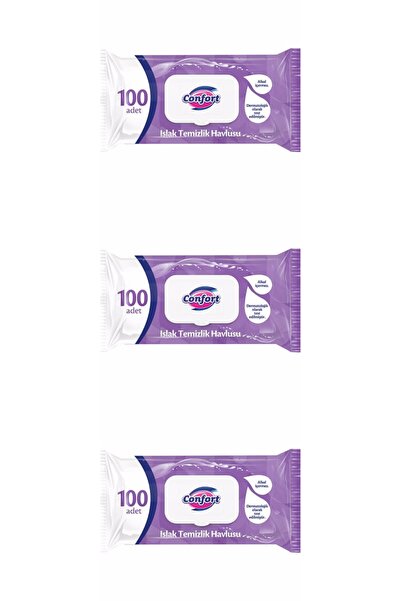 confort منشفة تنظيف مبللة 3 عبوات من 100 قطعة