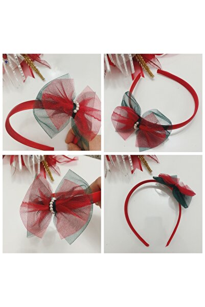 Atılgan Grp Merry Christmas Crown, Red Satin, Tulle Bow Women's Crown, Childr...