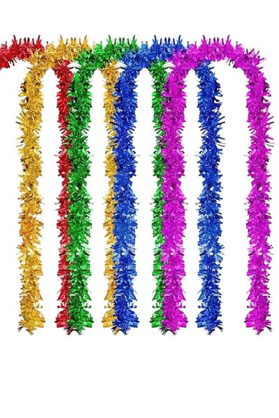 Kikajoy 7 Pieces Christmas Ornament Mixed Color 2 Meters Garland Neck Glitter 2 cm