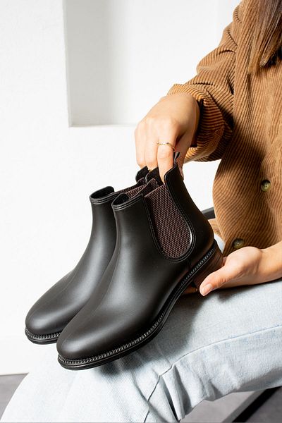 wolk shoes Ruck Women's Rubber Detailed Short Bootie Brown
