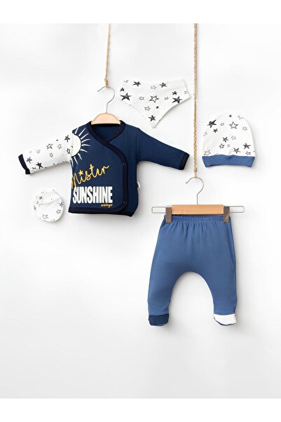 Rise Raba Baby Newborn 5-Piece Long Sleeve Snap Top Bib Hat Gloves Pants Set ...