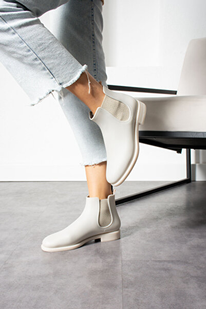 wolk shoes Ruck Kadın Lastik Detaylı Kısa Bootie Kahverengi Ekru